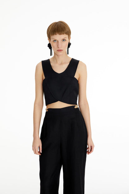 Askılı Crop Siyah Büstiyer