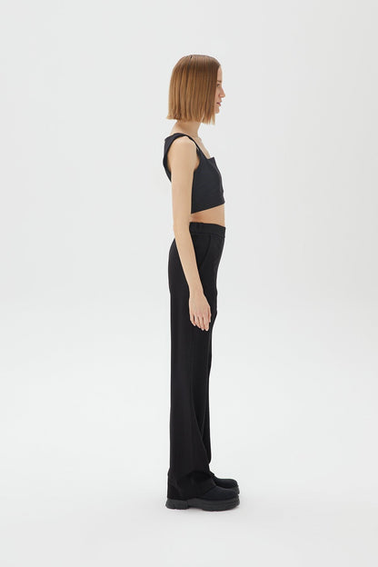 Askılı Siyah Crop Top