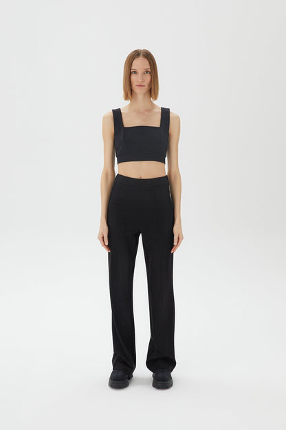 Askılı Siyah Crop Top