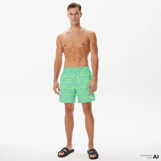 Puma Swim Formstrip Erkek Yeşil Deniz Şortu