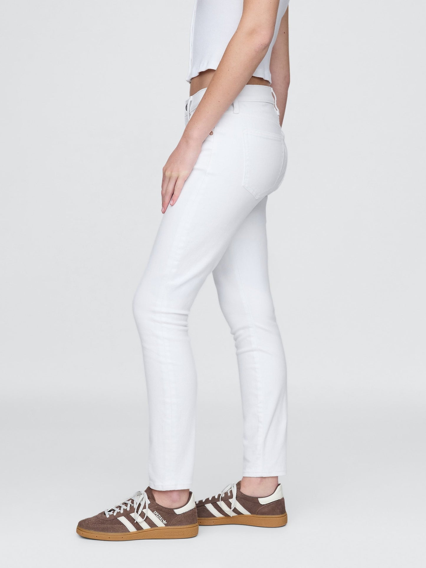 Beyaz Mid Rise True Skinny Jean Pantolon