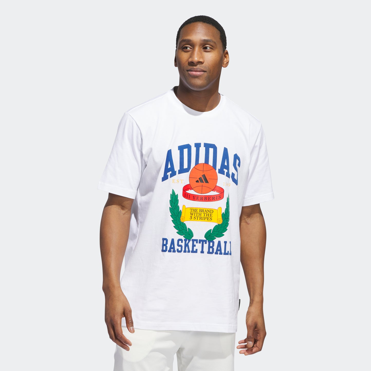 Adidas Crest Basketball Graphic Erkek Beyaz T-shirt