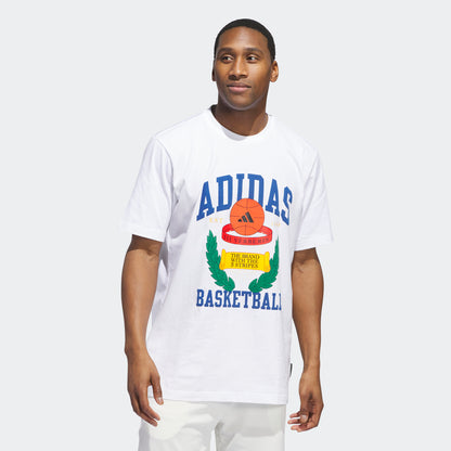 Adidas Crest Basketball Graphic Erkek Beyaz T-shirt