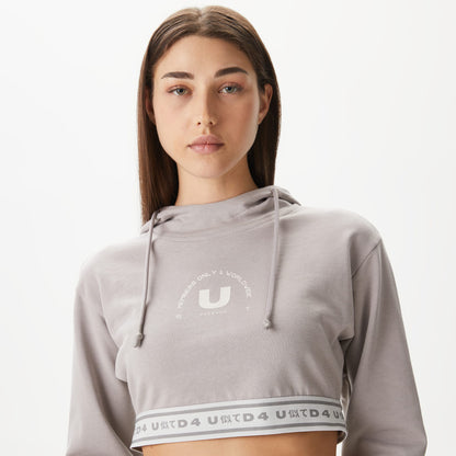 United4 Classic Kadın Gri Crop Sweatshirt