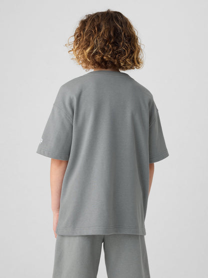 Gri Gap Logo Grafikli Kısa Kollu Sweatshirt
