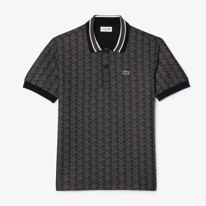 Lacoste Classic Fit Contrast Collar Monogram Erkek Gri Polo