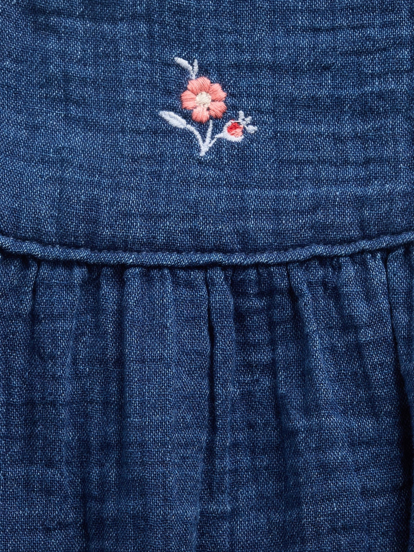 Koyu Mavi Pamuk Gauze Denim Balon Bodysuit