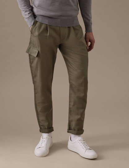 Regular Fit Keten Kargo Pantolon