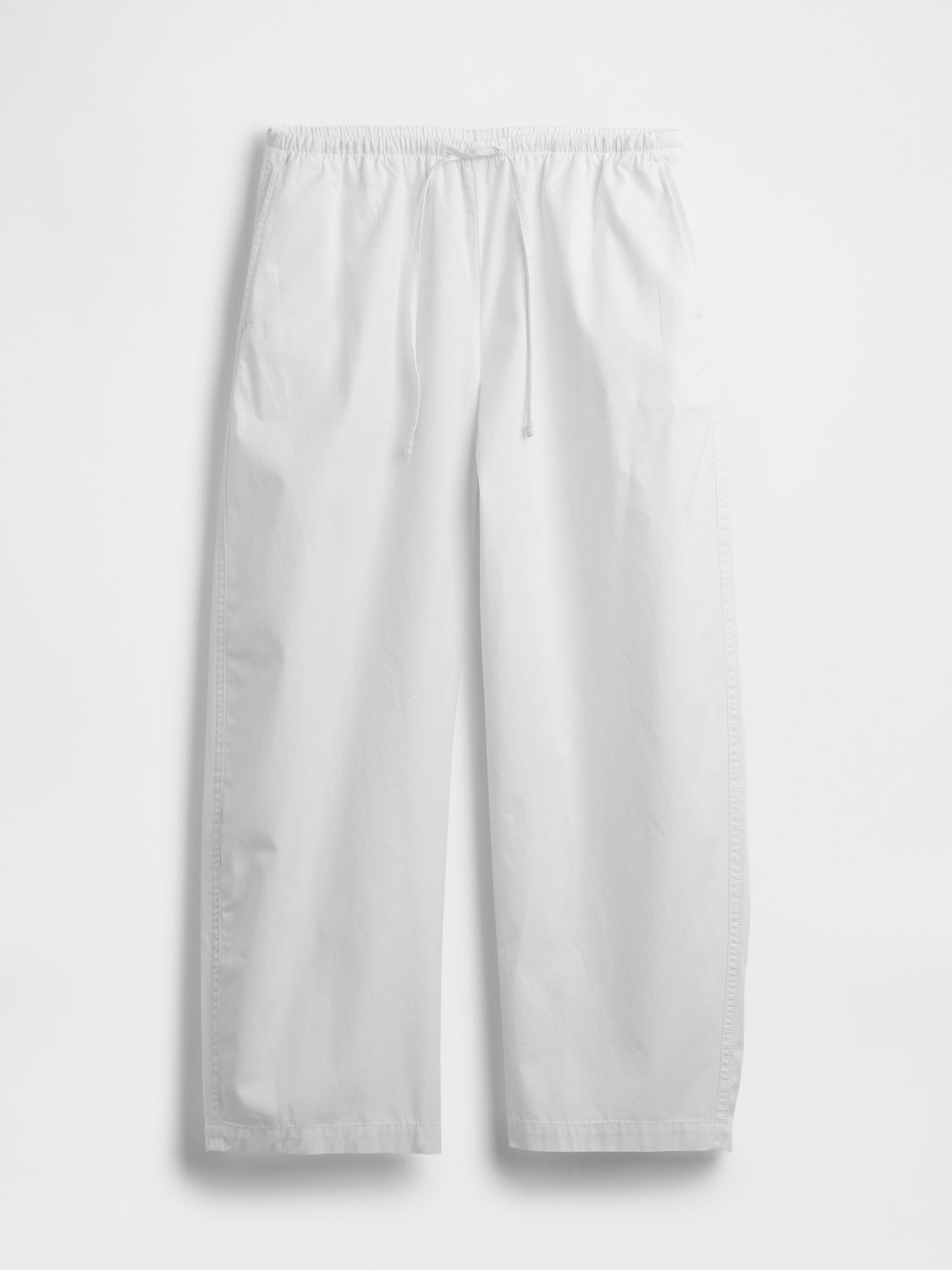 Beyaz Poplin Easy Barrel Pantolon