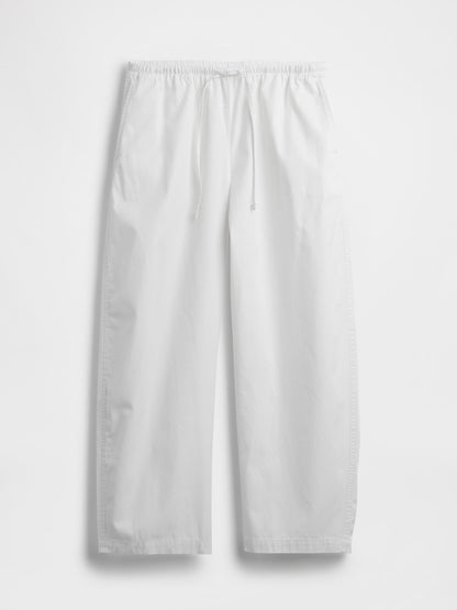 Beyaz Poplin Easy Barrel Pantolon