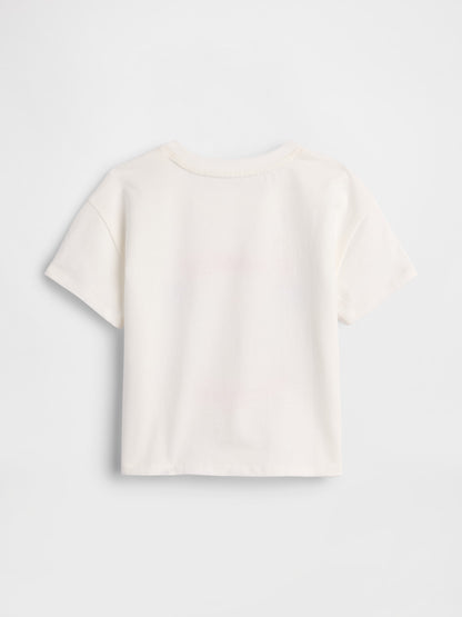 Beyaz Grafik Baskılı T-shirt