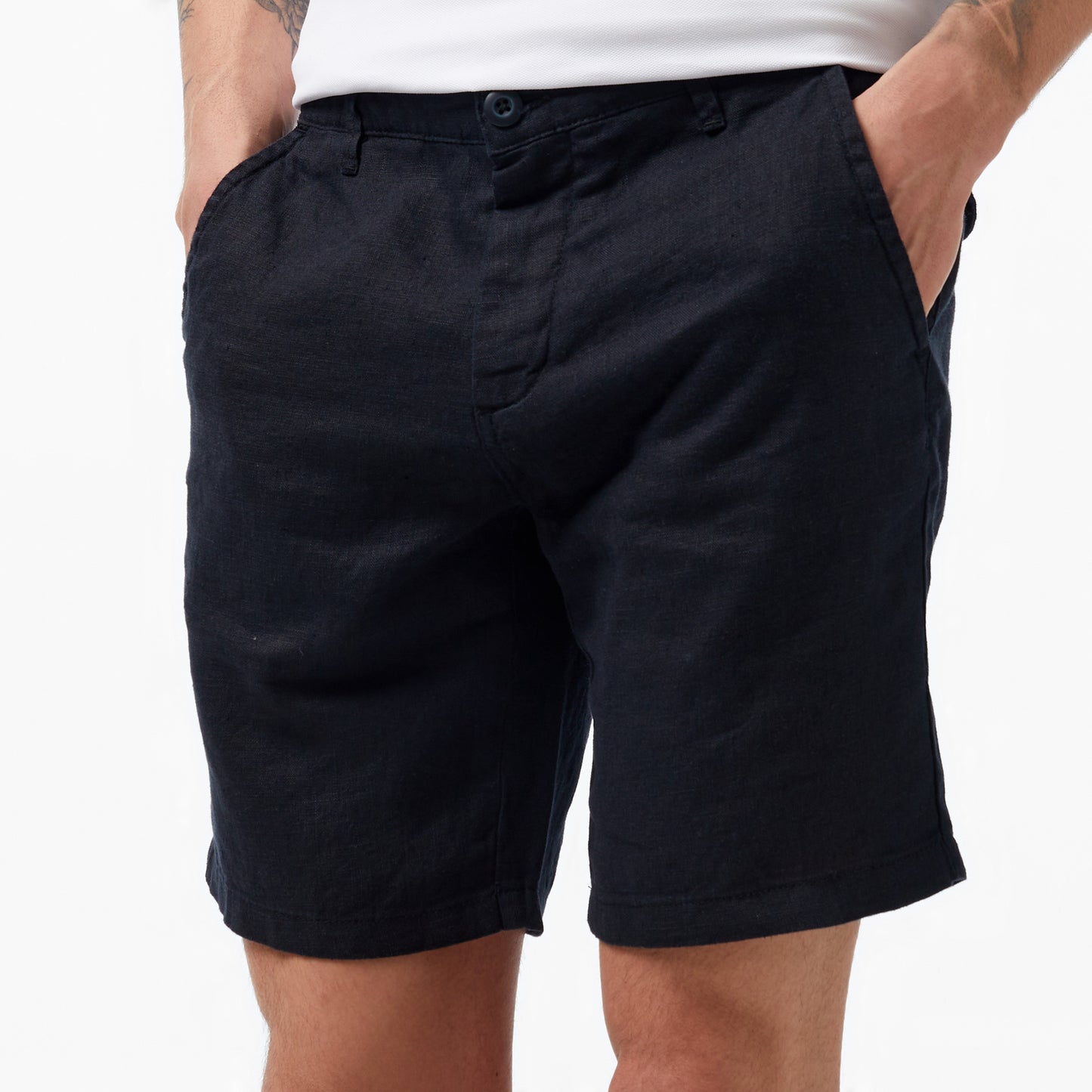 Nautica Erkek Siyah Slim Fit Keten Şort