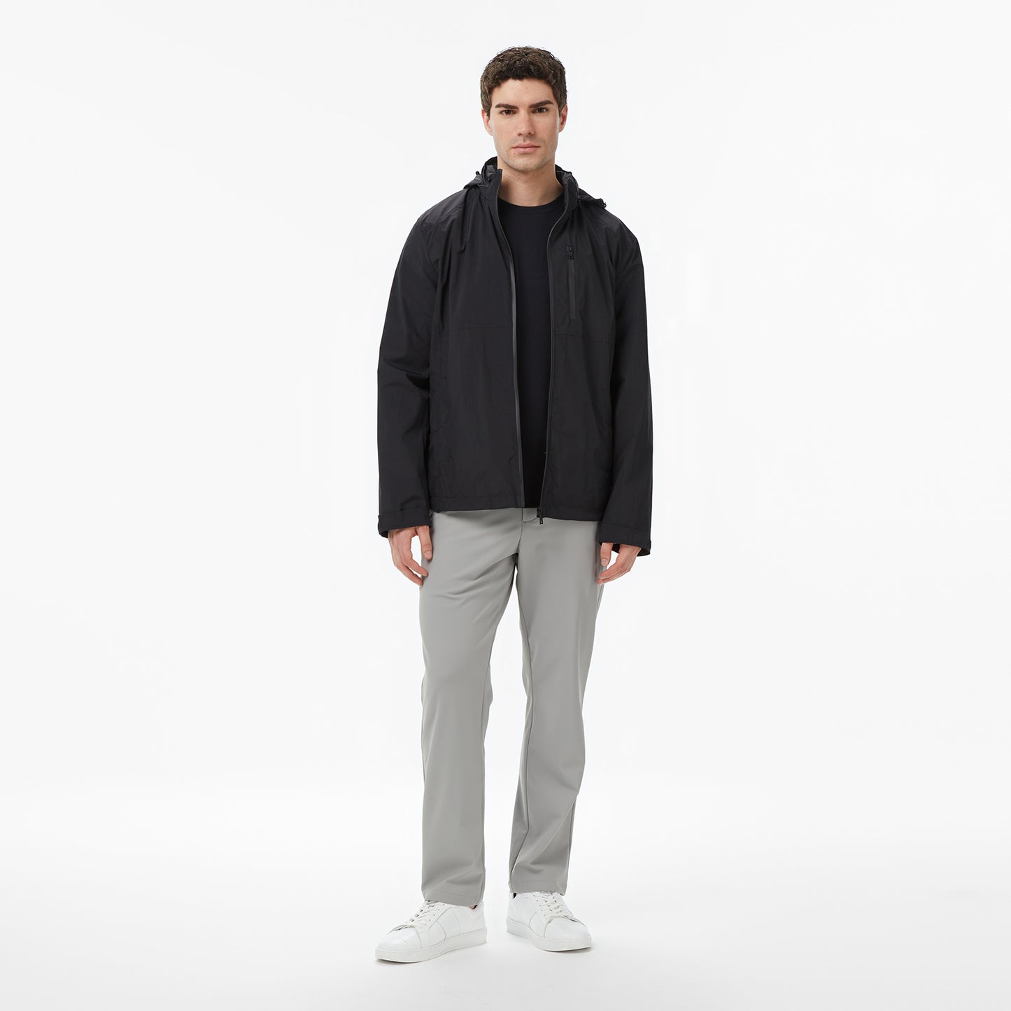 Nautica Erkek Siyah Regular Fit Dik Yaka Gizli Kapüşonlu Su Itici Mont