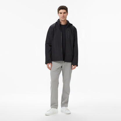 Nautica Erkek Siyah Regular Fit Dik Yaka Gizli Kapüşonlu Su Itici Mont