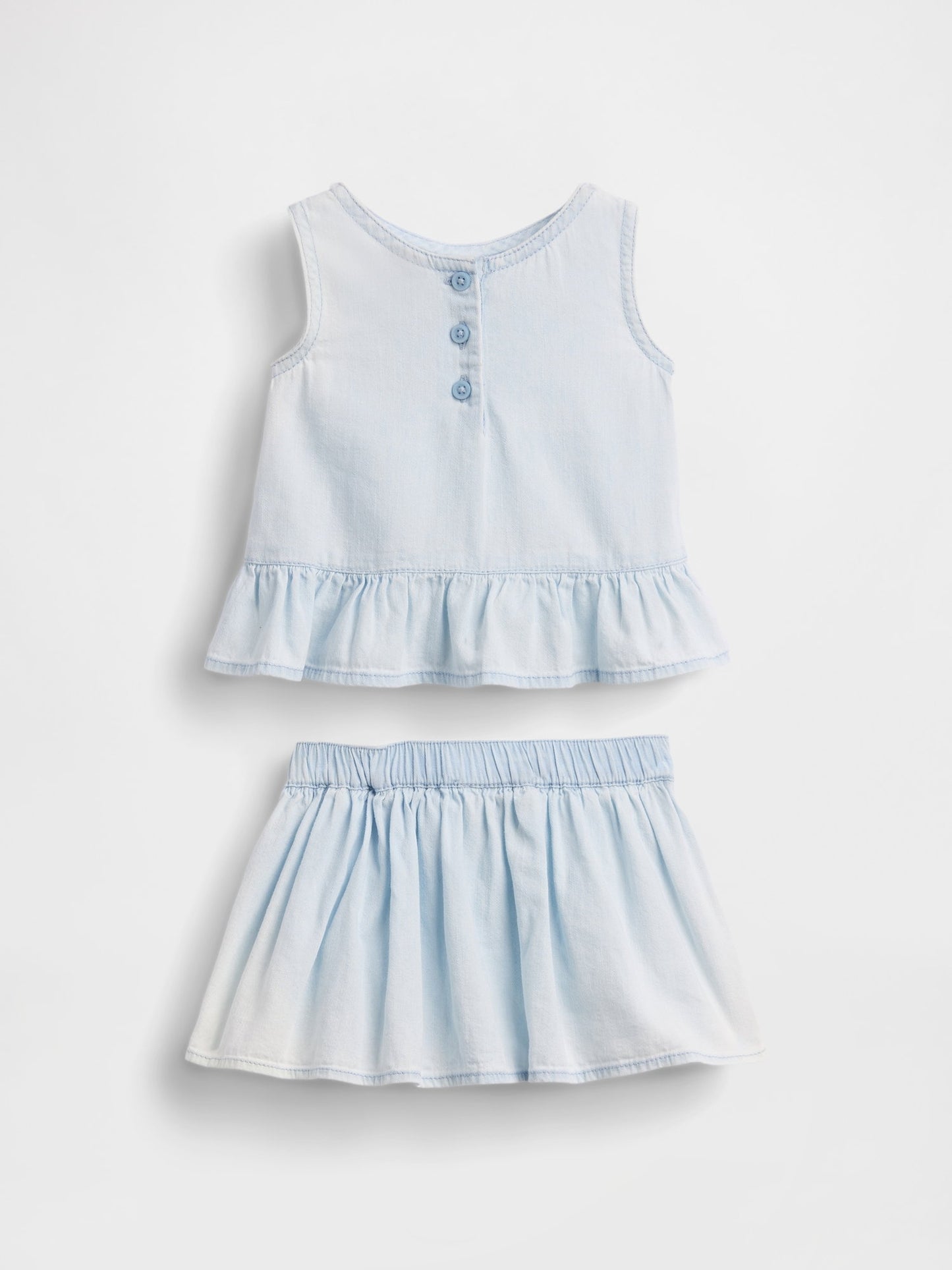 Açık Mavi Denim Fiyonk Outfit Set