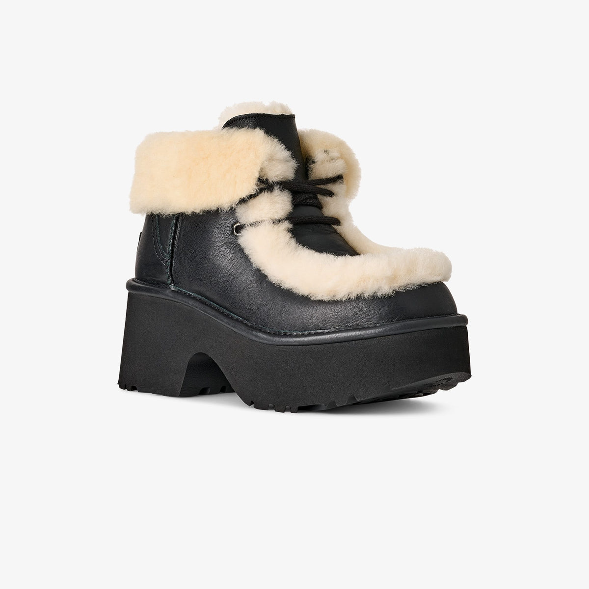 Ugg Esmee Leather Lace Up Kadın Siyah Bot