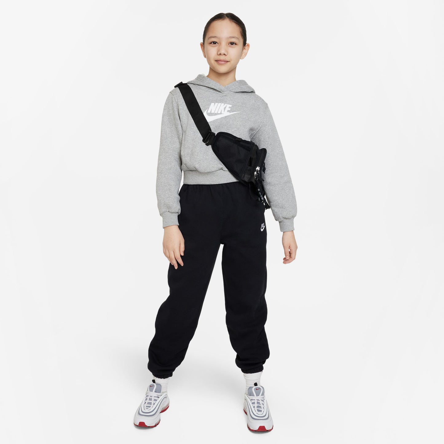 Nike Sportswear Club Fleece Çocuk Gri Crop Hoodie