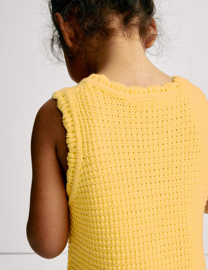 Saf Pamuk Crochet Tarzı Elbise (2–16 Yaş)