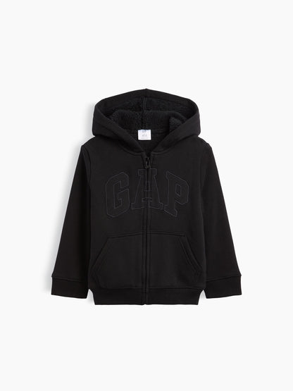 Mavi Sherpa Astarlı Logo Fermuarlı Sweatshirt
