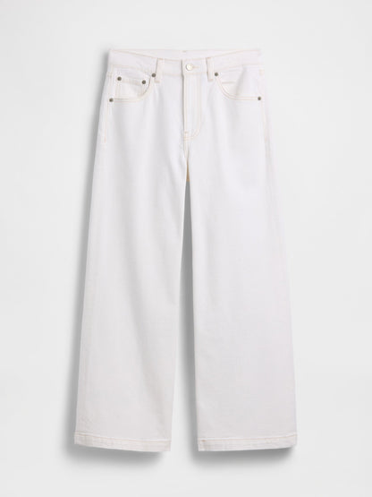 Beyaz High Rise Stride Wide-leg Ankle Jean Pantolon