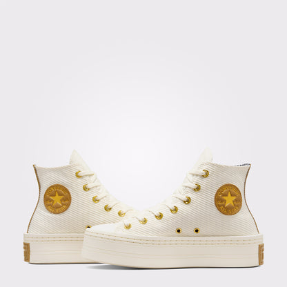 Converse Chuck Taylor All Star Modern Lift Platform Corduroy Kadın Krem Sneaker