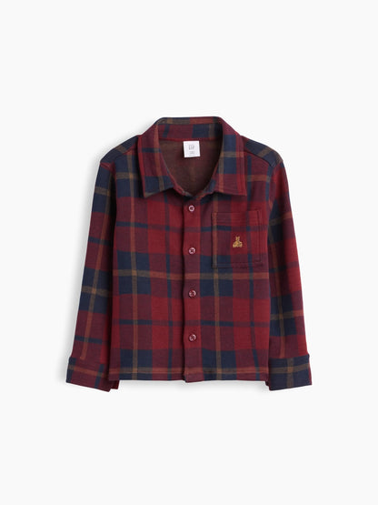 Bordo Örgü Jersey Kareli Gömlek