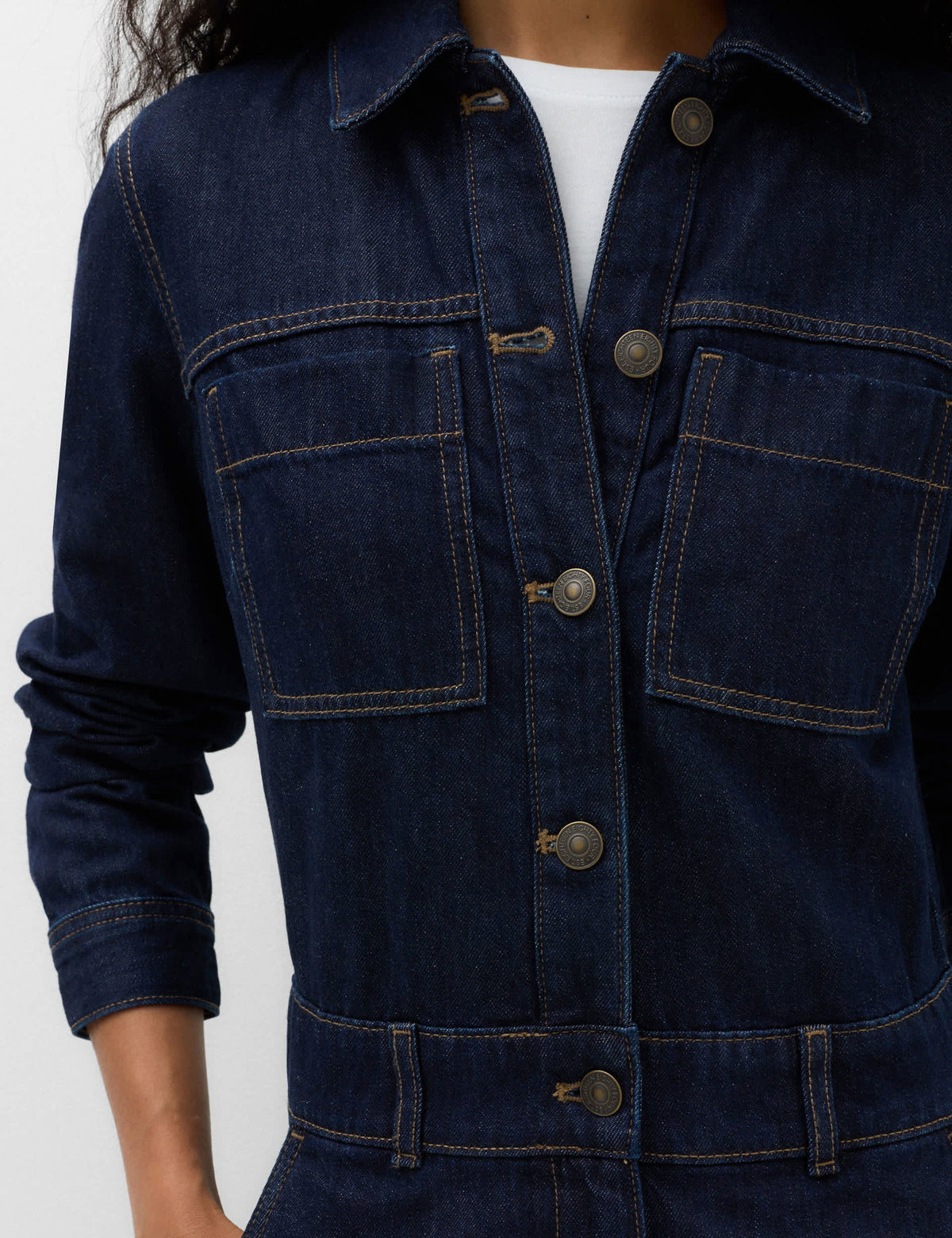 Denim Uzun Kollu Geniş Paça Tulum
