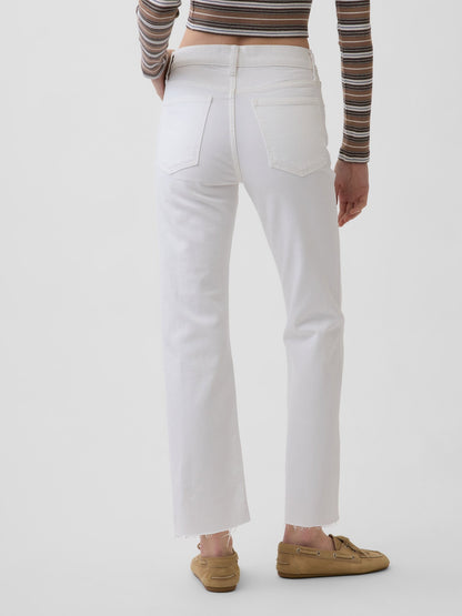 Beyaz High Rise ’90s Slim Straight Crop Jean Pantolon