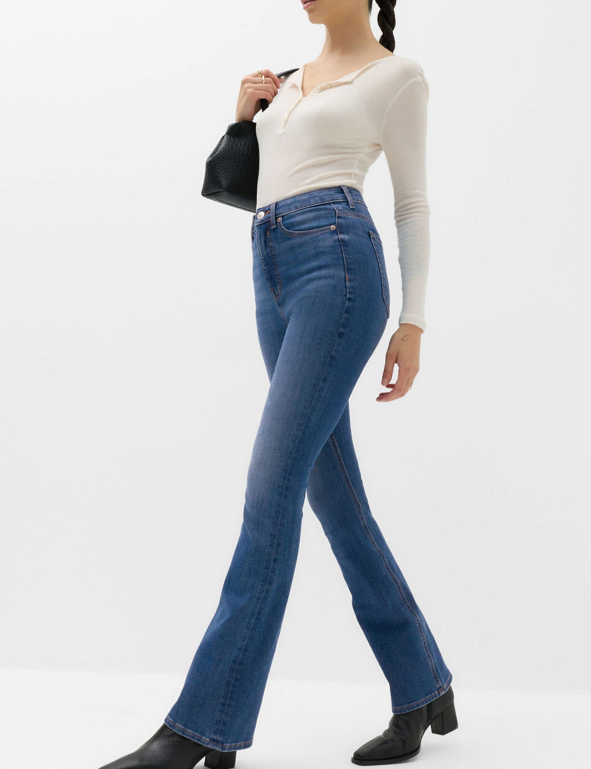 Yüksek Bel Slim Flare Jean Pantolon