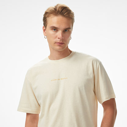Story Of Angels Small Logo Linen Erkek Bej T-shirt