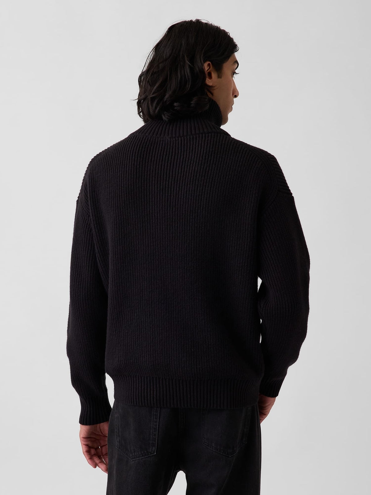 Siyah Oversized Ikili Fermuarlı Triko Hırka