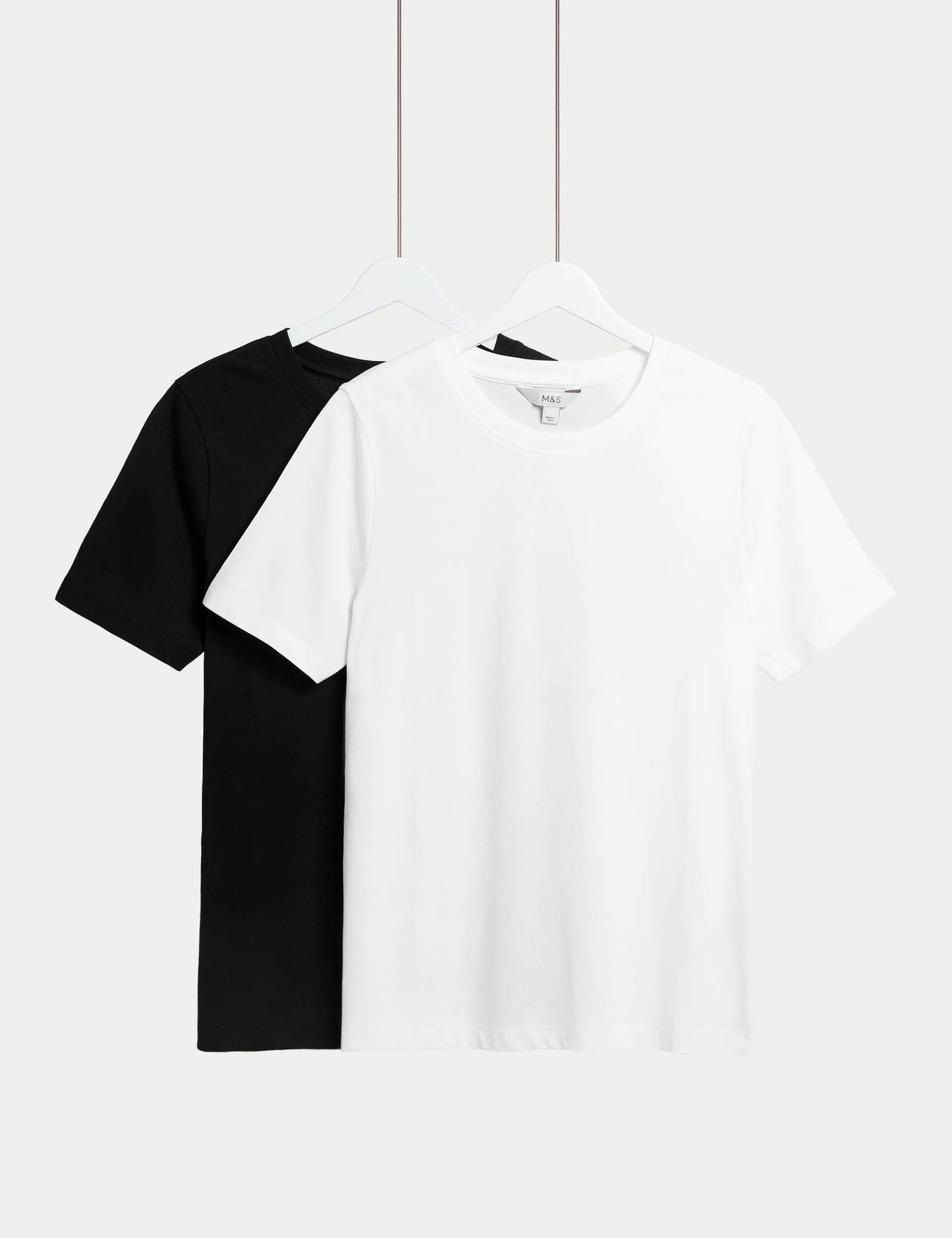 2'li Saf Pamuklu Bisiklet Yaka Regular Fit T-shirt