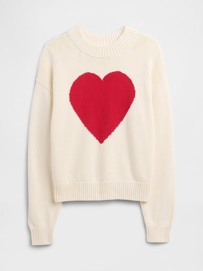 Krem Relaxed Crop Intarsia Kazak