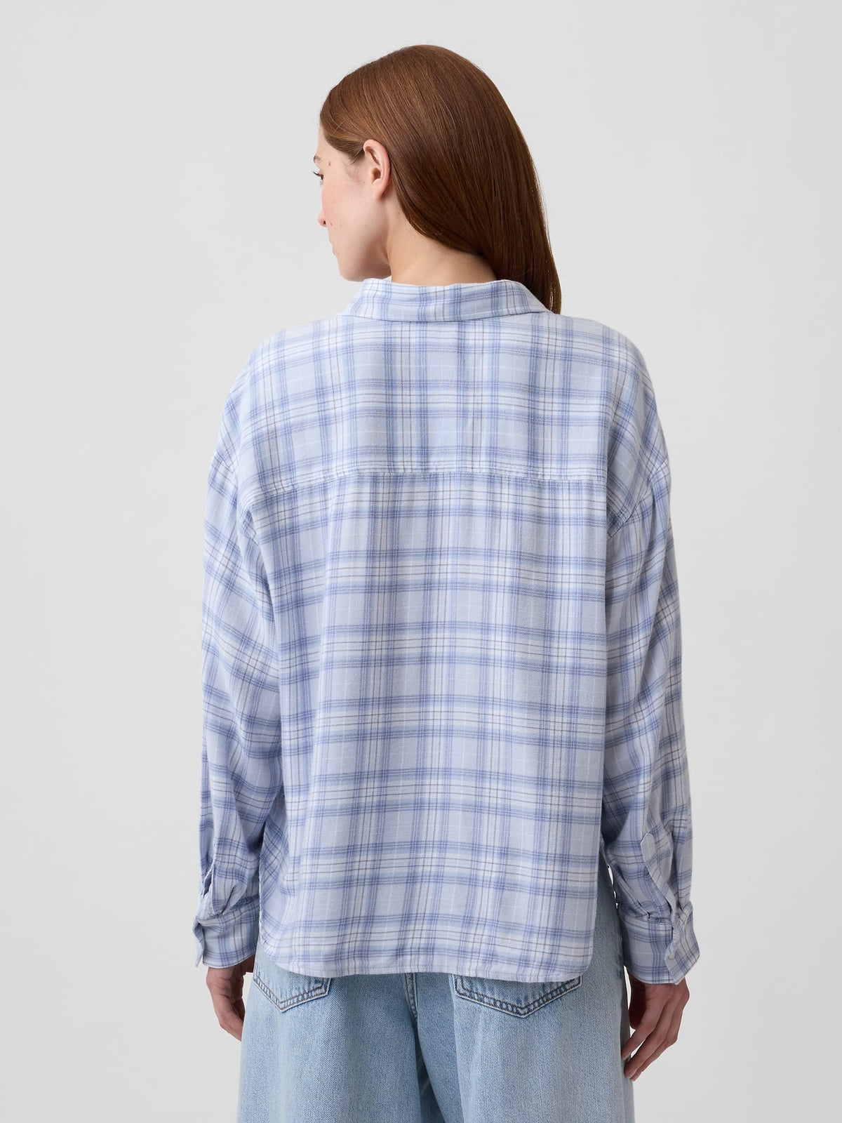 Açık Mavi Flannel Oversized Gömlek