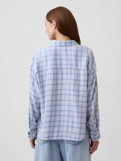 Açık Mavi Flannel Oversized Gömlek