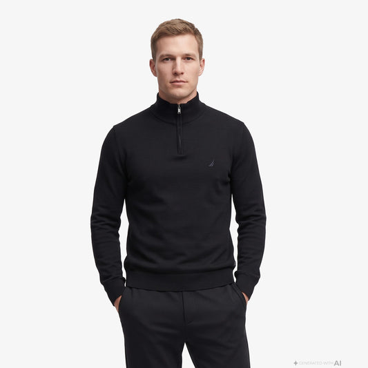 Nautica Erkek Siyah Regular Fit Triko