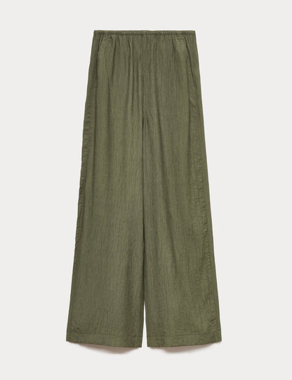 Dokulu Geniş Paça Pantolon