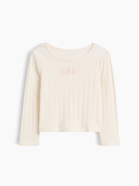 Krem Arch Logo Pointelle T-shirt