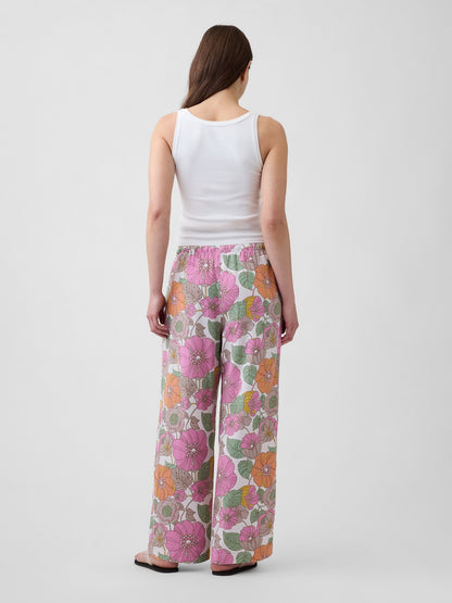 Çok Renkli Mid Rise Pull-on Wide-leg Pantolon