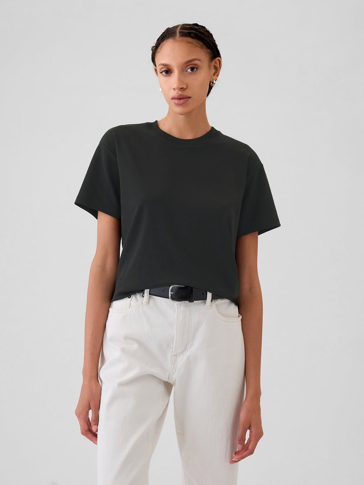 Siyah Supima® Pamuk Relaxed T-shirt