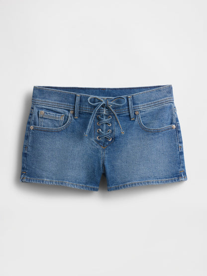 Mavi 3 Low Rise Lace-up Denim Şort