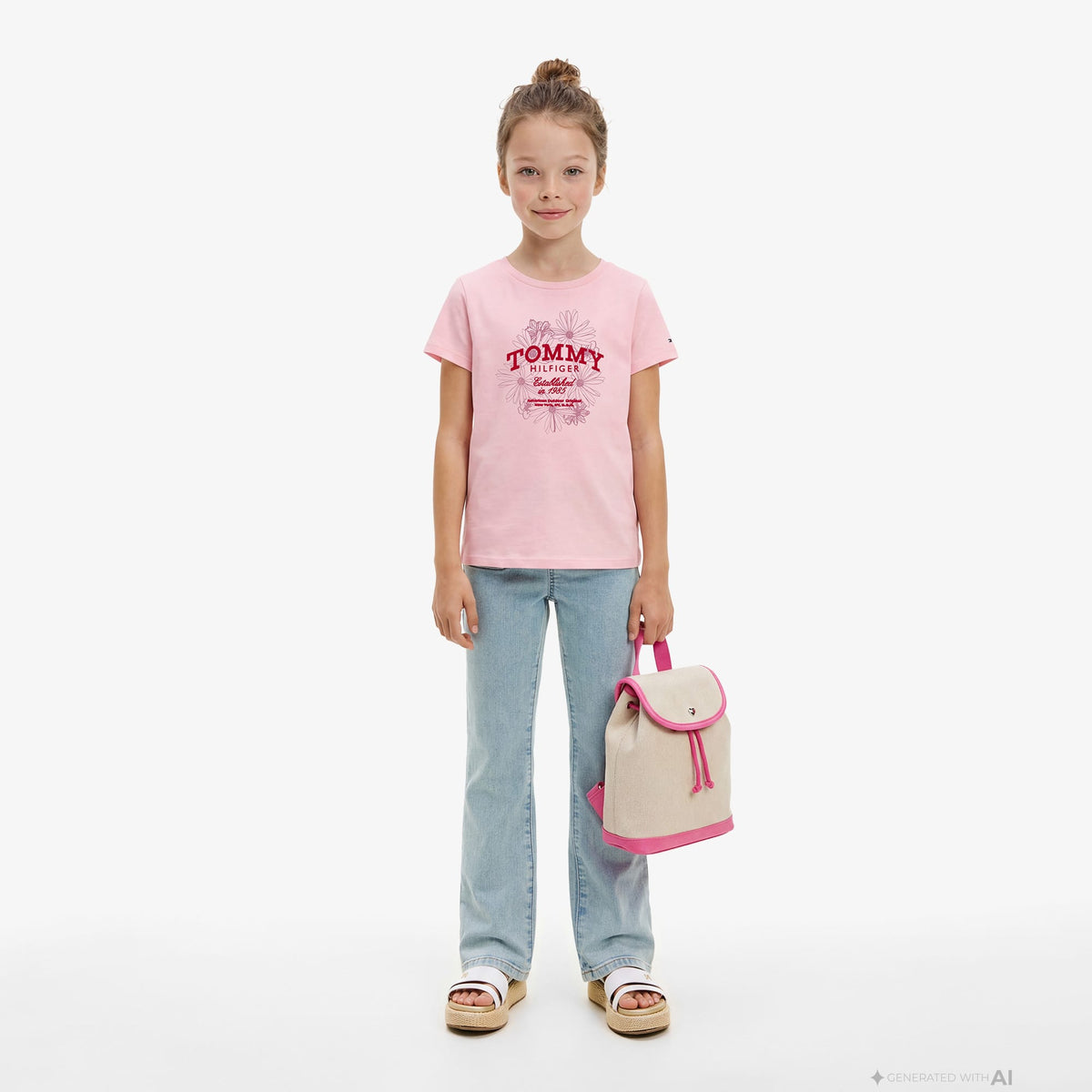 Tommy Hilfiger Flower Çocuk Pembe T-shirt