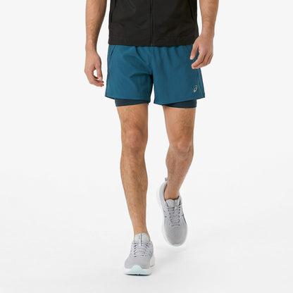 Asics Road 2-n-1 5in Erkek Mavi Koşu Şortu