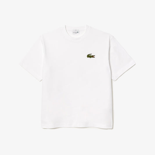 Lacoste Loose Fit Bisiklet Yaka Organik Pamuk Erkek Beyaz T-shirt