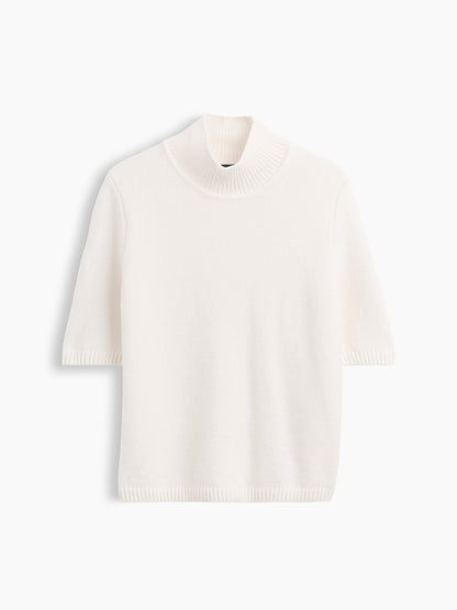 Kırık Beyaz Cashsoft Mockneck Elbow-sleeve Kazak