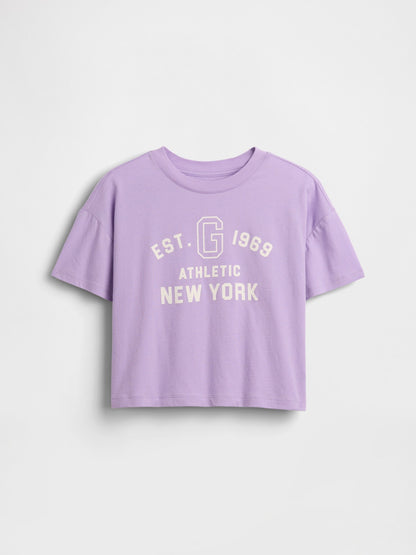 Lila Oversized Crop Logo T-shirt