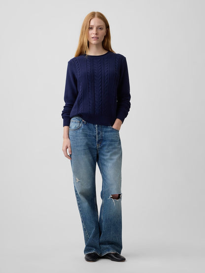 Lacivert Rollneck Cable Örgü Kazak