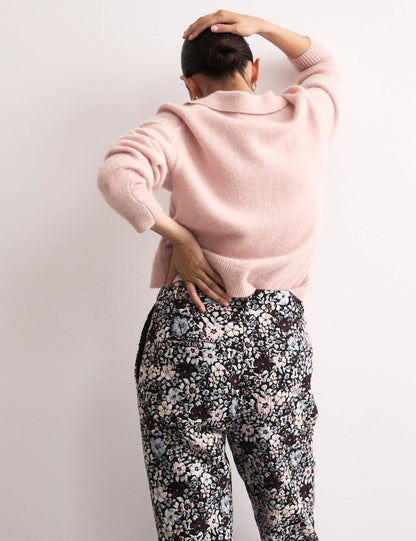 Çiçekli Jakarlı Straight Leg Pantolon