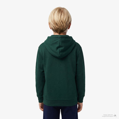 Lacoste Erkek Çocuk Kapüşonlu Baskılı Yeşil Sweatshirt
