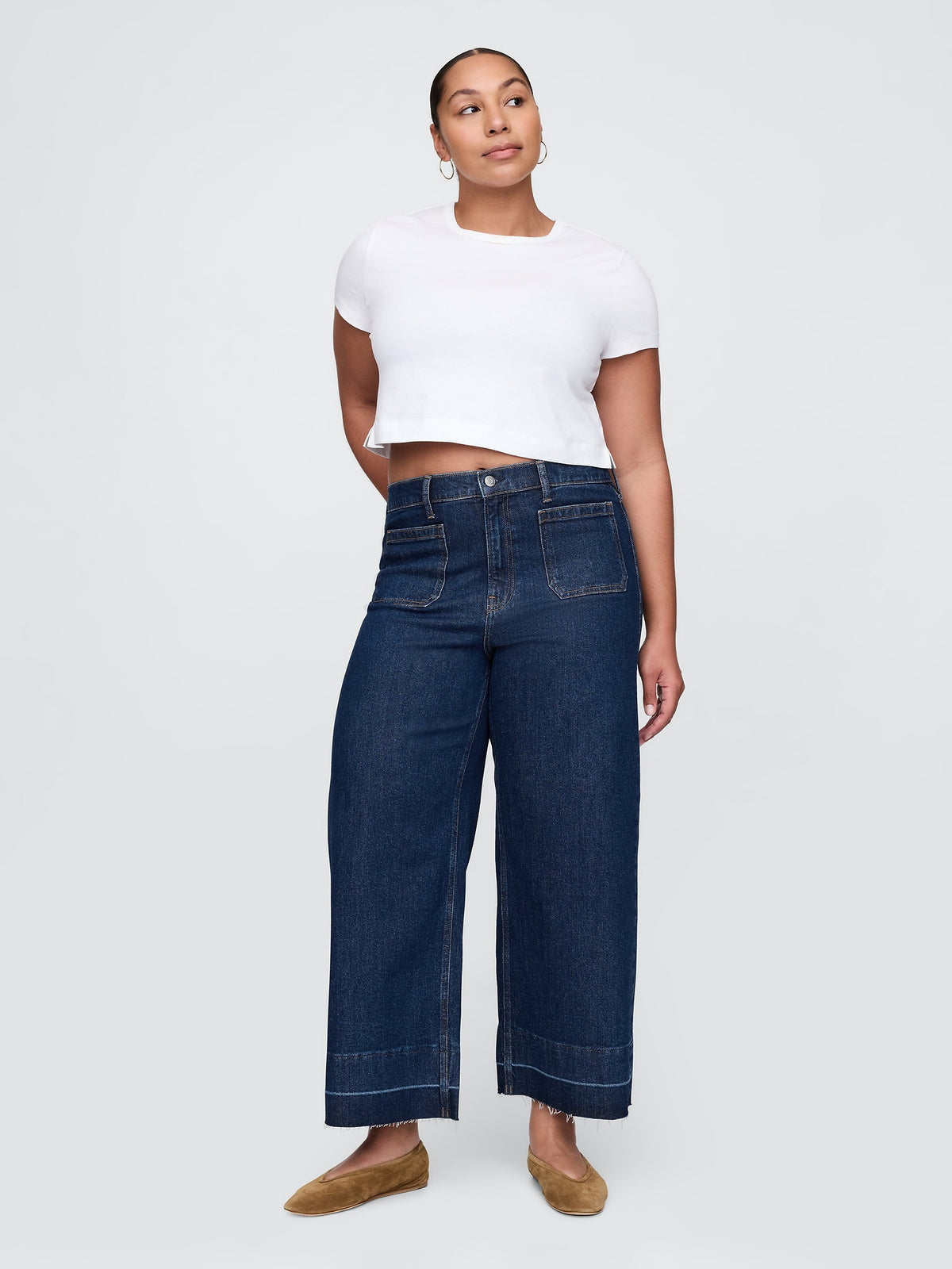 Lacivert High Stride Wide-leg Ankle Jean Pantolon